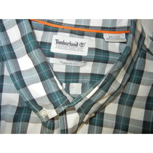 Timberland Shirt Men's XXL 2XL Regular Fit Button Up  Green Long‎ Sleeve Cotton - Picture 8 of 8